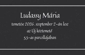 Ludassy Mária temetése